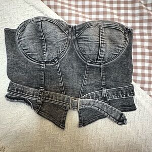 Say What? Black Denim Crop Top